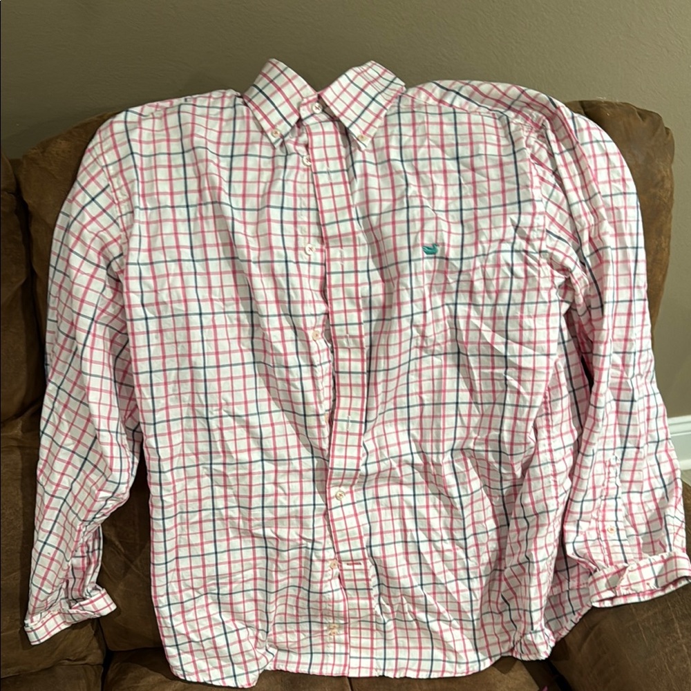 Southern Marsh Pink and White Checkered Dress Shirt